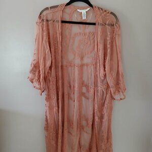 Lauren Conrad Pink Floral Sheer Duster